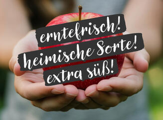 Beispiel Apfel: Der "Will haben"-Effekt - nur dieser Apfel ist erntefrisch, eine heimische Sorte und extra süß!